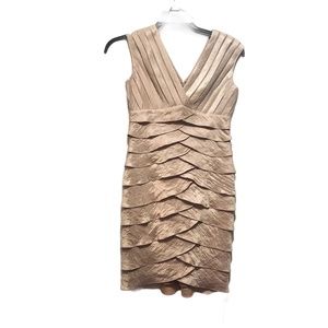 NWT Adrianna Papell Gold Champagne Dress Evening Party NEW